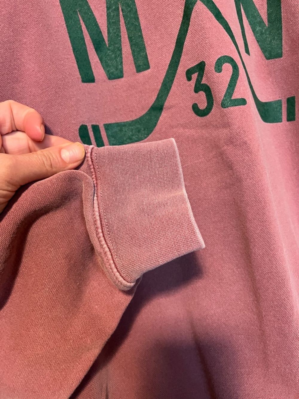 Men's Crewneck Sweatshirt in Dusty Mauve with Dark Green Hockey Graphic - Picture 6 of 13